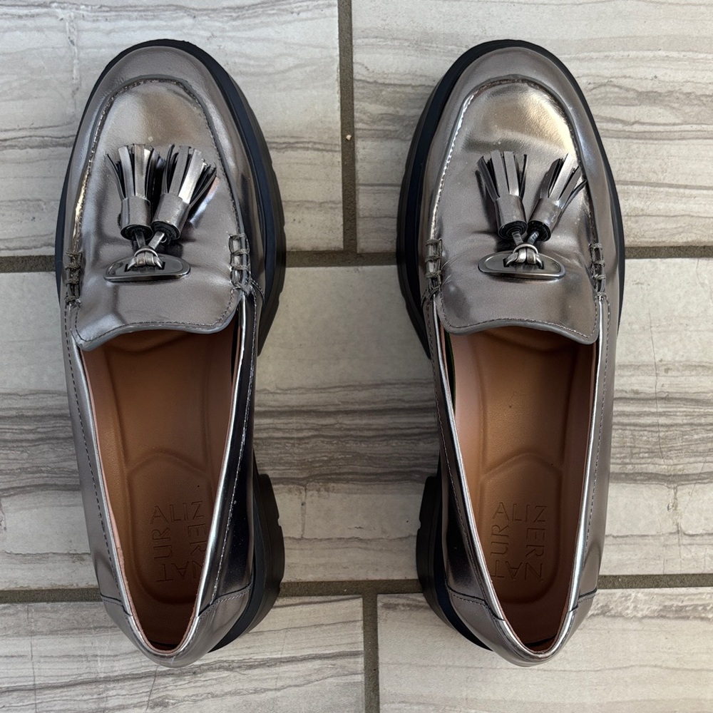 Naturalizer Silver Tassel Loafers